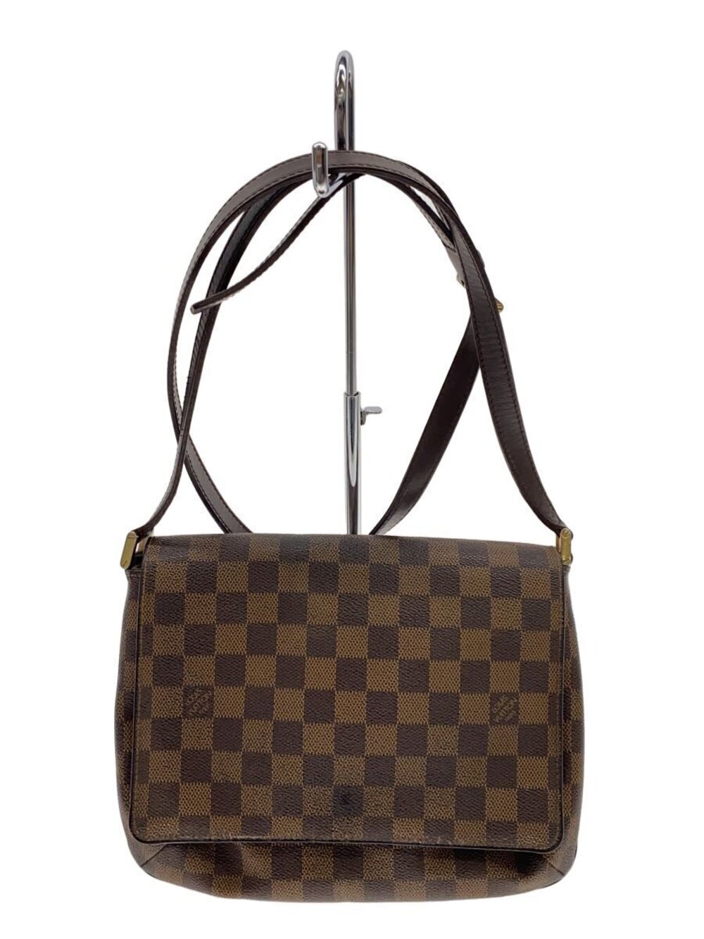 Louis Vuitton Musette Tango Damier Long Shoulder Bag Canvas Leather Ebene Brown